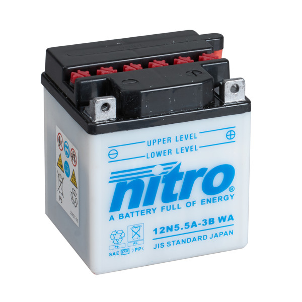 Batterie 12V 5,5AH 12N5.5A-3B Blei-Säure Nitro 50612 mit Säurepack