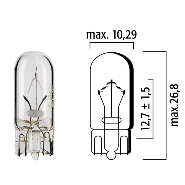 Lampen Flösser 12V 5W W2,1x9,5d klar Glassockel - 10er Box