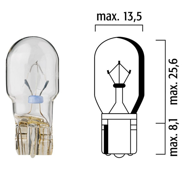 Lampen Flösser 12V 10W T13 W2,1x9,5d gelb Glassockel - 10er Box
