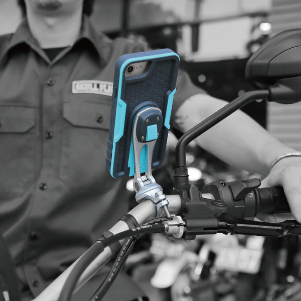 Handyhalterung X-Guard für iPhone und andere Mobiltelefone Lenker CNC Set mit Hülle Motorrad Roller